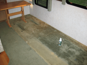 Preparing carpet for spray painting Example of preparing carpet for spray painting