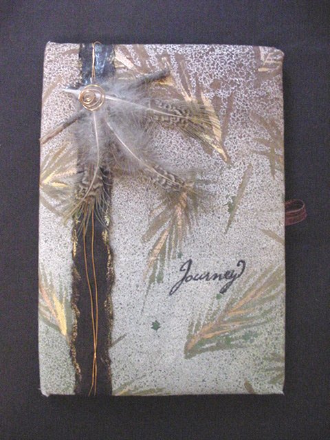 Example of scrapbook cover gold stencil spray