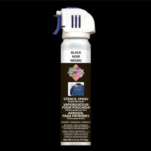 Stencil simply spray black colour. Fabric paint for clothing and garments decoration