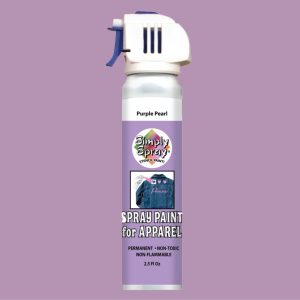 Stencil simply spray purple pearl colour. Fabric paint for clothing and garments decoration