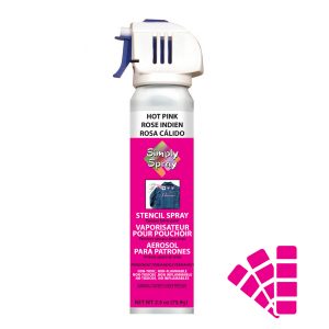 Stencil simply spray hot pink colour, fabric paint for clothing and garments decoration