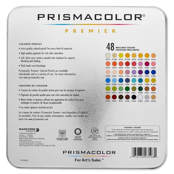Colours in the Prismacolor Premier set of 48