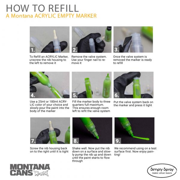 Hor to refill Montana acrylic markers