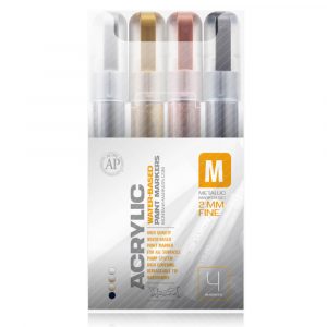 MONTANA ACRYLIC MARKER 2MM METALLICS SET 4PK