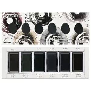 Kuretake SUMI GANSAI TAMBI-Traditional Japanese watercolour 6 COLOURS - Image 3